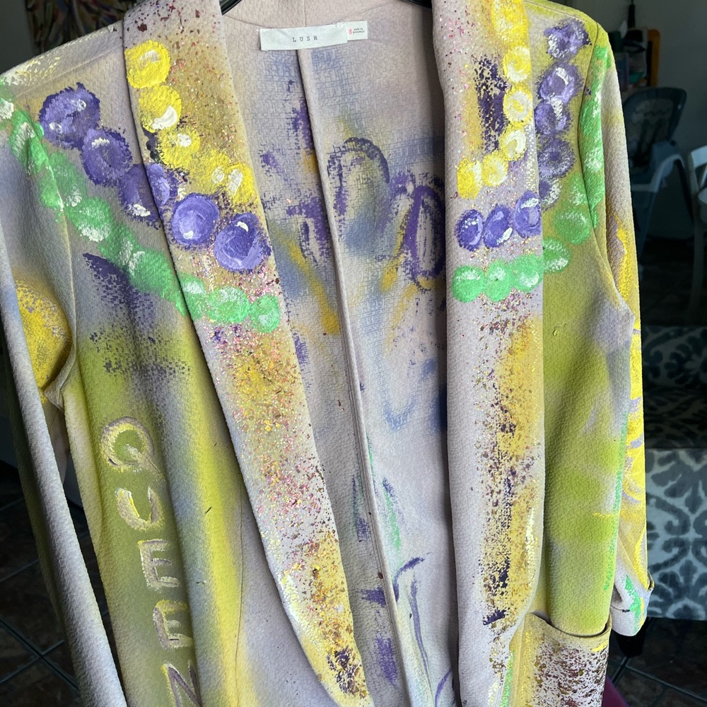 Custom Handpainted Mardi Gras/NOLA blazer by Artist Shannon Marie - Picture 2 of 10